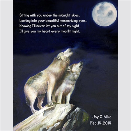 Moonlight Love - Watercolor Print with Custom Text - myDaVinci
